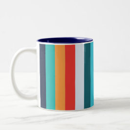 Colorful Vertical Retro Stripes Zweifarbige Tasse