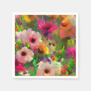 colorful vibrant floral flower watercolor pattern serviette