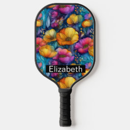 Colorful Vibrant Poppy Personalized Pickleball Schläger