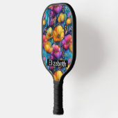 Colorful Vibrant Poppy Personalized Pickleball Schläger (Links)