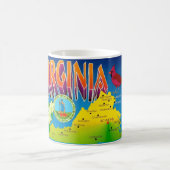 Colorful Vibrant  Virginia Map Mug Kaffeetasse (Mittel)