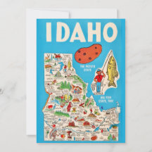 Colorful Vintage 5x7 Big Idaho Map Postcard