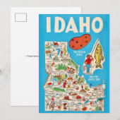 Colorful Vintage 5x7 Big Idaho Map Postcard (Vorne/Hinten)
