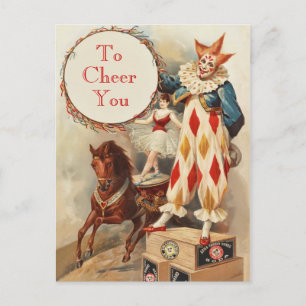 Colorful Vintage Circus Clown Postkarte
