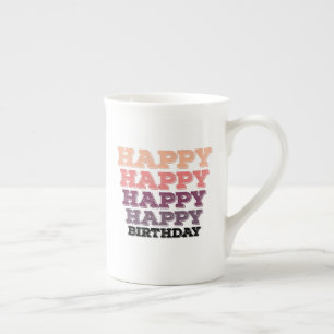 colorful vintage distressed happy birthday gift porzellantasse