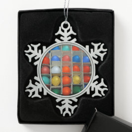 Colorful Vintage Glass Christmas Bulbs in a Box Schneeflocken Zinn-Ornament