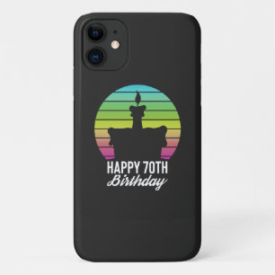 colorful vintage happy 70th birthday cake Case-Mate iPhone hülle