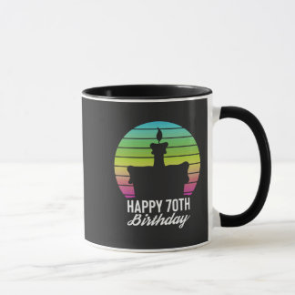 colorful vintage happy 70th birthday cake tasse
