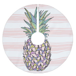 Colorful vintage pineapple illustration. polyester weihnachtsbaumdecke