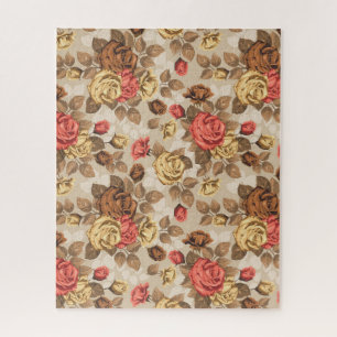 Colorful Vintage Red and Yellow Roses Puzzle