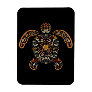 Colorful vintage turtle design magnet