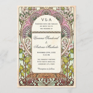 Colorful Vintage Wedding Einladungen Art Nouveau