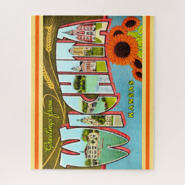Colorful Vintage Wichita Kansas Postcard Puzzle