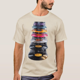 Colorful Vinyl Record Splash Waterfall Art T-Shirt