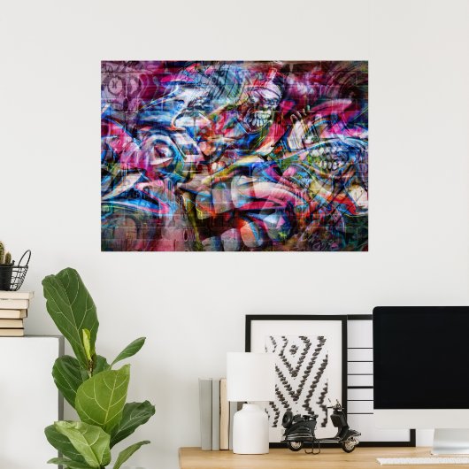 Colorful Wall Graffiti Illustration Poster (Heimbüro)