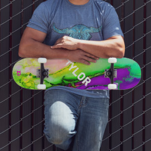 Colorful Watercolor Abstract Dd Brand Skateboard