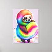 Colorful Watercolor Baby Sloth Leinwanddruck (Vorderseite)