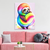 Colorful Watercolor Baby Sloth Leinwanddruck (Insitu (Wohnzimmer))