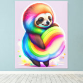 Colorful Watercolor Baby Sloth Leinwanddruck (Insitu (Holzboden))