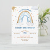 Colorful Watercolor Boho Rainbow Boy Birthday Einladung (Stehend Vorderseite)