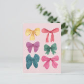 Colorful Watercolor Bows Postcard Postkarte (Stehend Vorderseite)