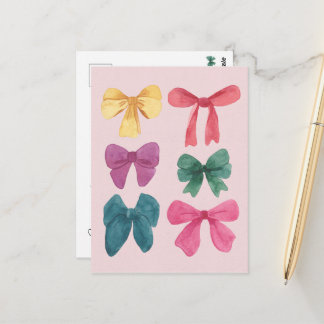 Colorful Watercolor Bows Postcard Postkarte
