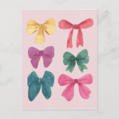 Colorful Watercolor Bows Postcard Postkarte (Vorderseite)