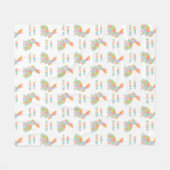 Colorful Watercolor Bunnies And Happy Easter Text Fleecedecke (Vorderseite (Horizontal))