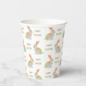 Colorful Watercolor Bunnies And Happy Easter Text Pappbecher (Rechts)
