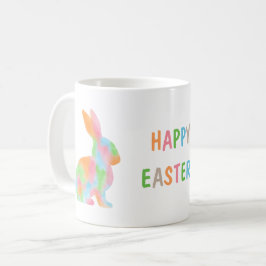 Colorful Watercolor Bunny And Happy Easter Text Kaffeetasse