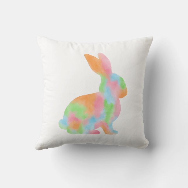 Colorful Watercolor Bunny Shape Cute Easter Kissen (Rückseite)