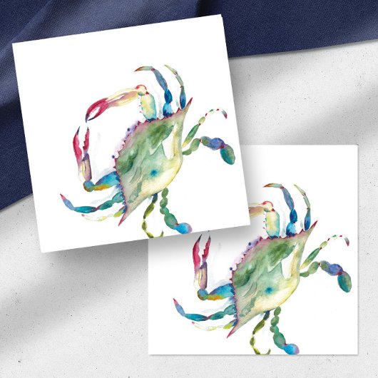 Colorful Watercolor Crab Mini Mitteilungskarte