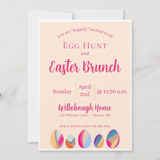 Colorful Watercolor Easter Brunch Invitation Einladung (Vorderseite)