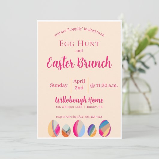 Colorful Watercolor Easter Brunch Invitation Einladung (Stehend Vorderseite)