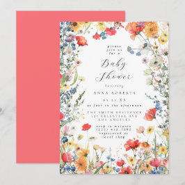 Colorful Watercolor Floral Baby Shower Einladung