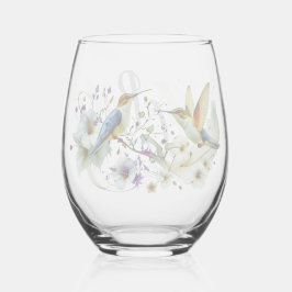 Colorful Watercolor Floral birds Hummingbird Harmo Weinglas Ohne Stiel
