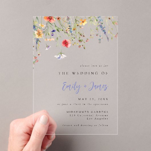 Colorful Watercolor Floral Wedding Acryleinladungen (Insitu (Handheld))