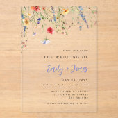 Colorful Watercolor Floral Wedding Acryleinladungen (Vorderseite)
