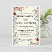 Colorful Watercolor Floral Wedding Invitation – Cu Einladung (Stehend Vorderseite)