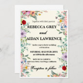 Colorful Watercolor Floral Wedding Invitation – Cu Einladung (Vorne/Hinten)