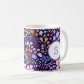 Colorful Watercolor Flower Pattern Spring Monogram Kaffeetasse (VorderseiteRechts)