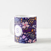 Colorful Watercolor Flower Pattern Spring Monogram Kaffeetasse (Vorderseite Links)