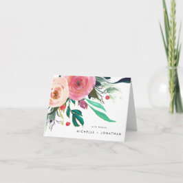 Colorful Watercolor Flower Wedding Thank You Card Dankeskarte