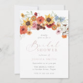 Colorful Watercolor Flowers Bridal Shower Einladung (Vorderseite)