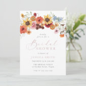 Colorful Watercolor Flowers Bridal Shower Einladung (Stehend Vorderseite)