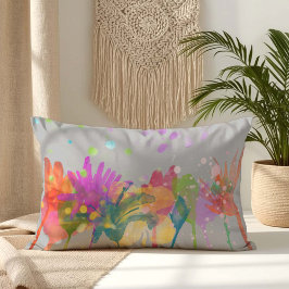 Colorful Watercolor Flowers on Light Gray Lendenkissen