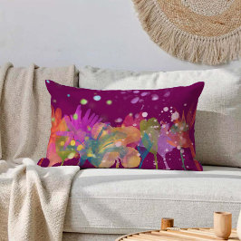 Colorful Watercolor Flowers on Purple Lendenkissen