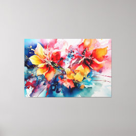 Colorful Watercolor Flowers Vibrant Art Leinwanddruck