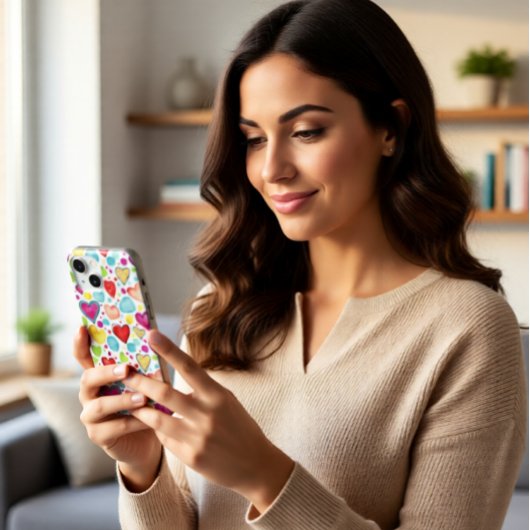 Colorful Watercolor Hearts iPhone 15 Phone Case  Hülle