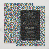 Colorful Watercolor Leopard Print Pattern Einladung (Vorne/Hinten)